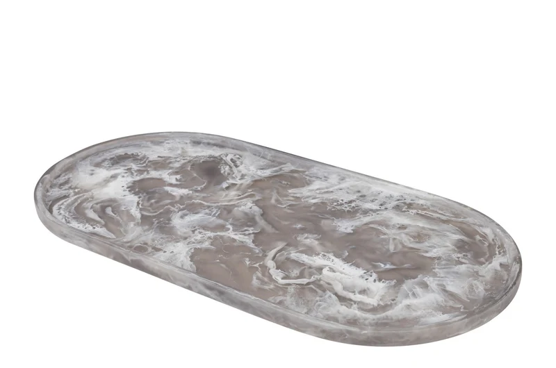 Casa Padrino Luxus Tablett Schwarz 50 x 25 x H. 1,7 cm - Rechteckiges Deko Tablett aus Kunstharz mit transparent schwarzer Wirbeloptik - Luxus Deko Accessoires