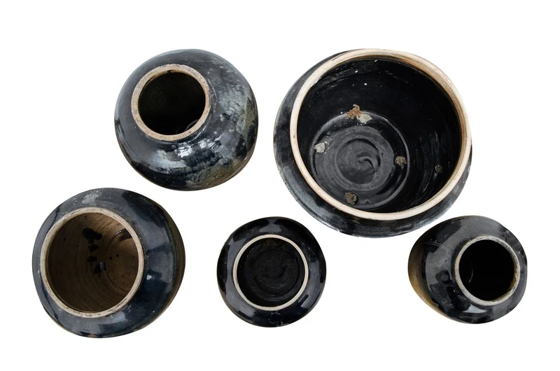 Casa Padrino Luxus Vase Ø 15-25 x H. 15-21 cm - Kleine Keramik Vase im Antik-Look, verschiedene Formen - Luxus Deko Accessoires