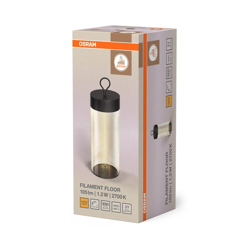 OSRAM DECOR FILAMENT Lampada da terra, grigio, 1,2W, 105lm