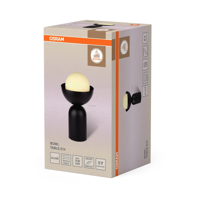 OSRAM DECOR Lampada da tavolo Bowl E14 nera