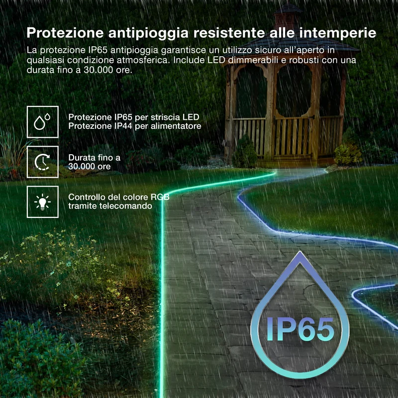OSRAM STRISCIA LED FLESSIBILE DA ESTERNO RGB 20M IP65 TELECOMANDO