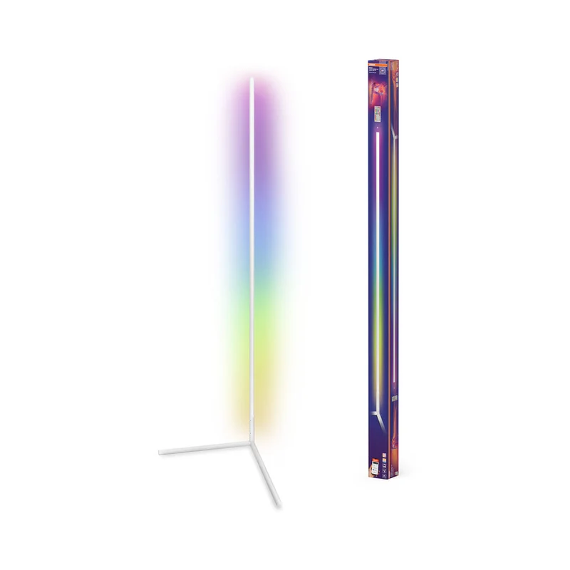 OSRAM Matter SMART+ Lampada da terra angolare sottile, con telecomando, bianco, 1400 mm, RGB + Tunable White (TW)