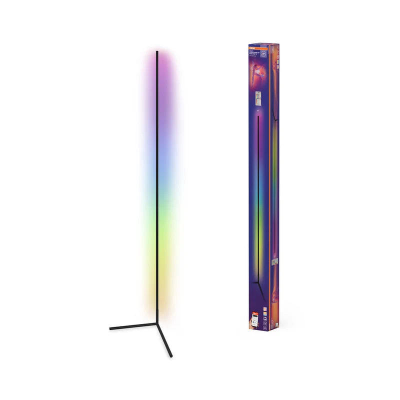 OSRAM Matter SMART+ Lampada da terra angolare sottile, con telecomando, nero, 2000 mm, RGB + Tunable White (TW)