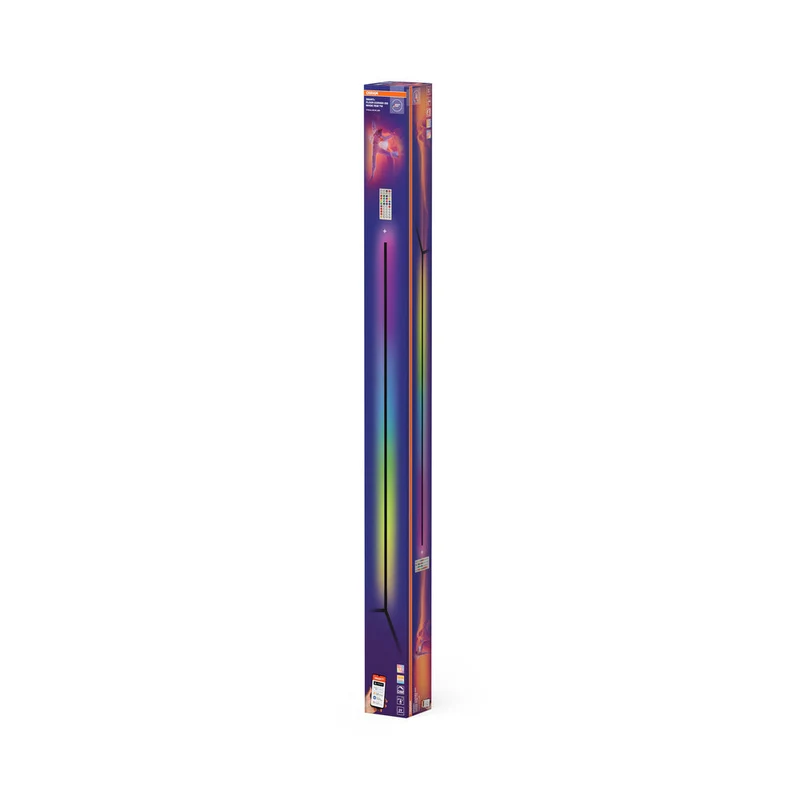 OSRAM Matter SMART+ Lampada da terra angolare sottile, con telecomando, nero, 2000 mm, RGB + Tunable White (TW)