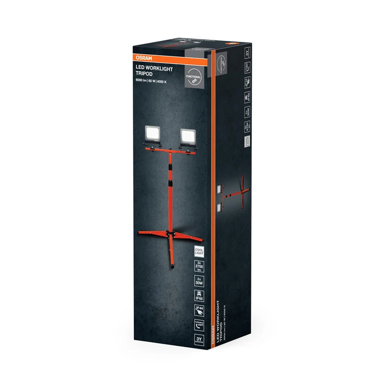 OSRAM LAMPADE DA LAVORO FARETTO DA CANTIERE TREPPIEDE 2X30 W 4000 K