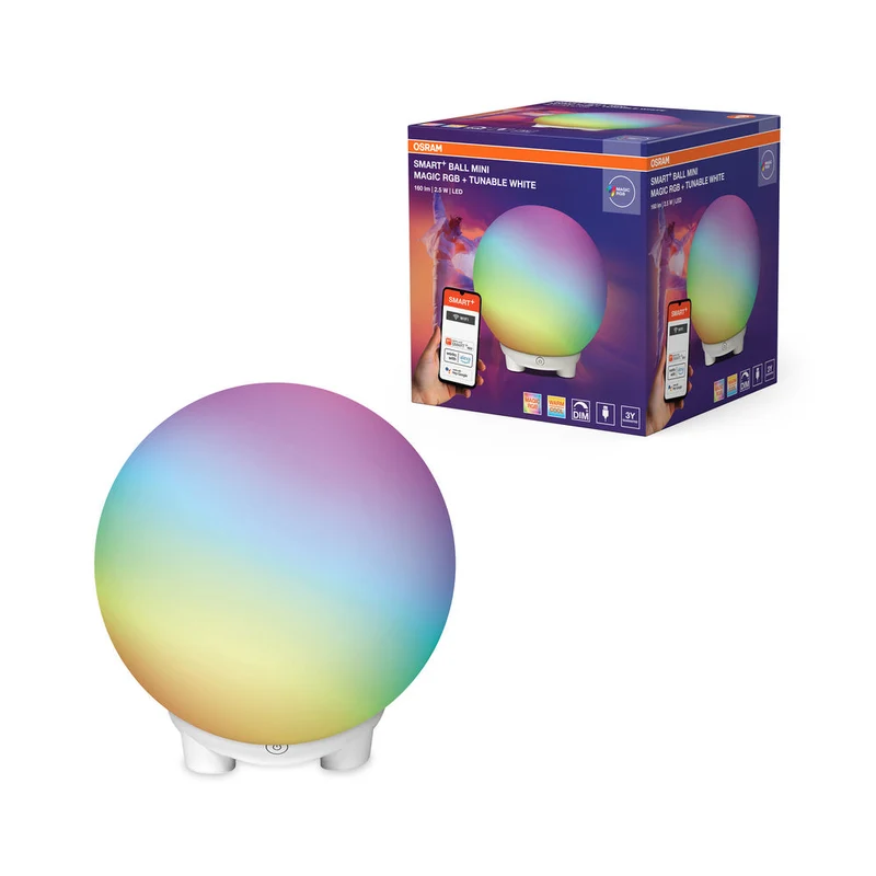 OSRAM SMART+ Wifi PALLA Moodlight Lampada da tavolo MAGIC RGB Mini RGBW USB, 130 lm, 2200 … 6500 K, Bianco Regolabile|RGB