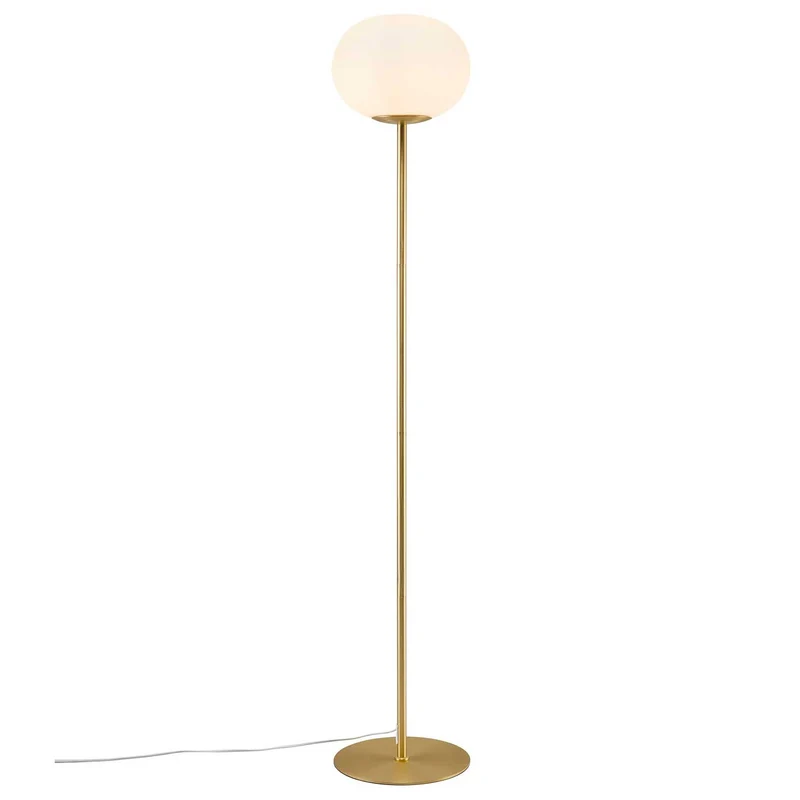 Alton - Lampadaire à globe opalin en acier et verre, style Art déco