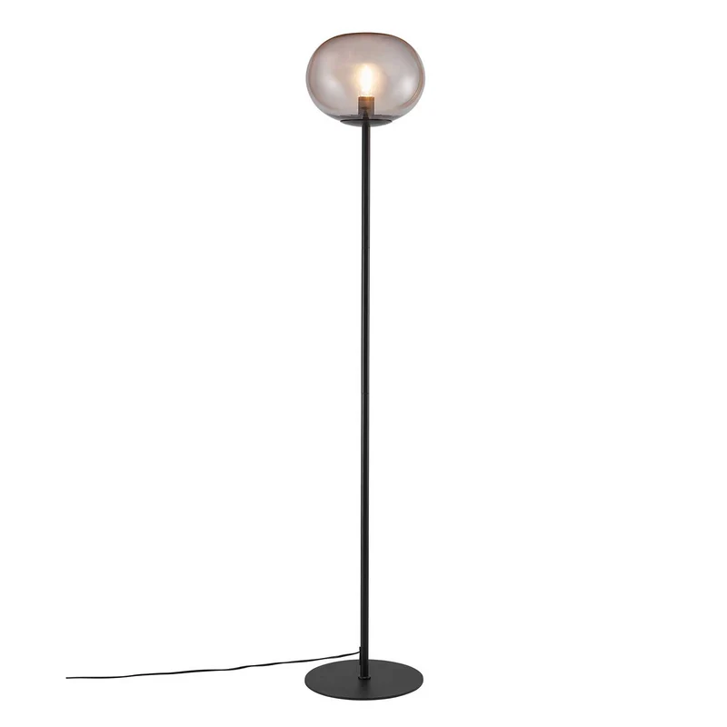 Alton - Lampadaire à globe opalin en acier et verre, style Art déco