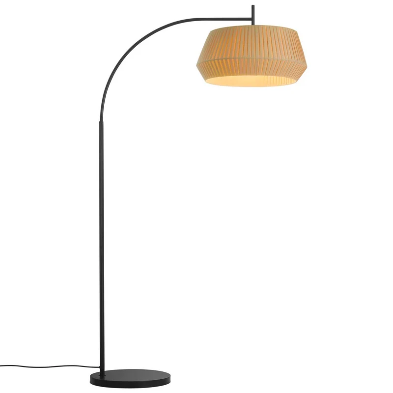 Dicte - Lampadaire à bras arqué en acier et tissu, style moderne