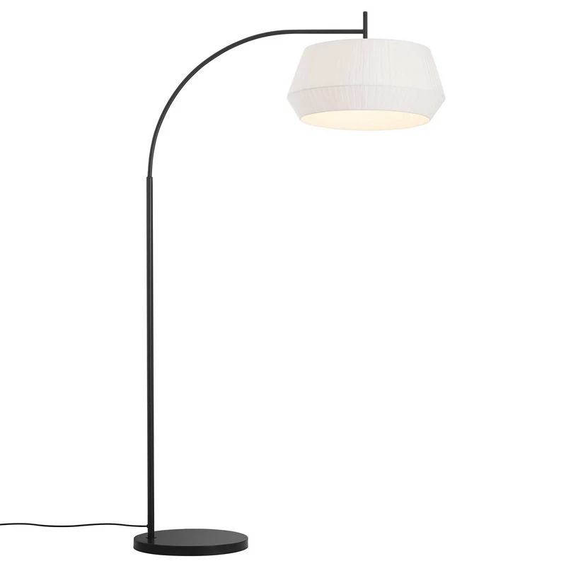 Dicte - Lampadaire à bras arqué en acier et tissu, style moderne