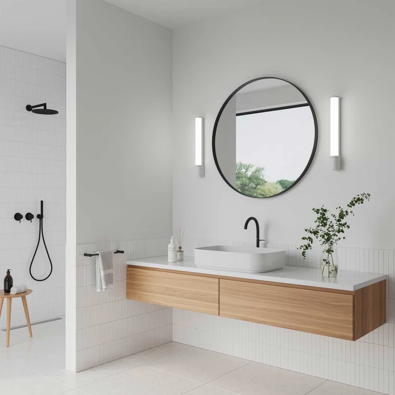 Malaika - Applique murale LED pour miroir avec prise en acier et plastique, style moderne
