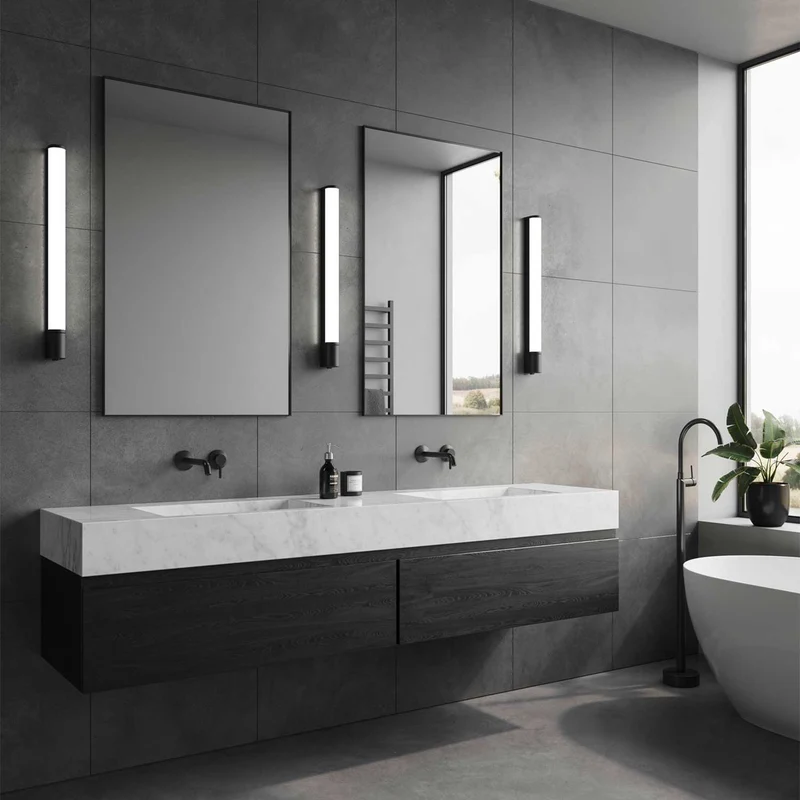 Malaika - Applique murale LED pour miroir avec prise en acier et plastique, style moderne