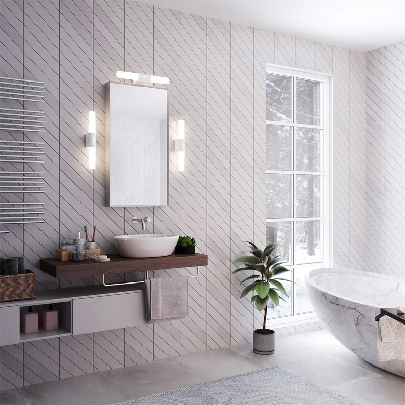 Helva - Applique murale LED pour miroir IP44 en acier et plastique, style moderne