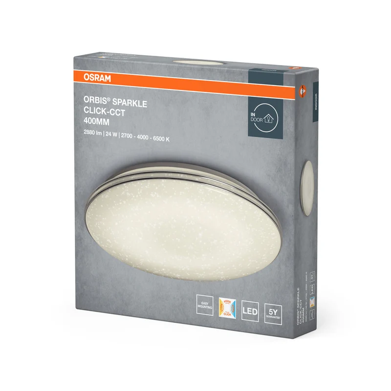 OSRAM ORBIS® Plafoniera Sparkle Click-CCT 400mm 24W, 2000 lm, 2700…6500 K, Bianco Regolabile