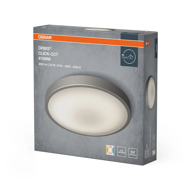 OSRAM ORBIS® Plafoniera CCT / DIM Click-CCT 410mm 24W, 1800 lm, 2700 K / 4000 K / 6500 K, Bianco caldo|Bianco freddo|Luce diurna fredda
