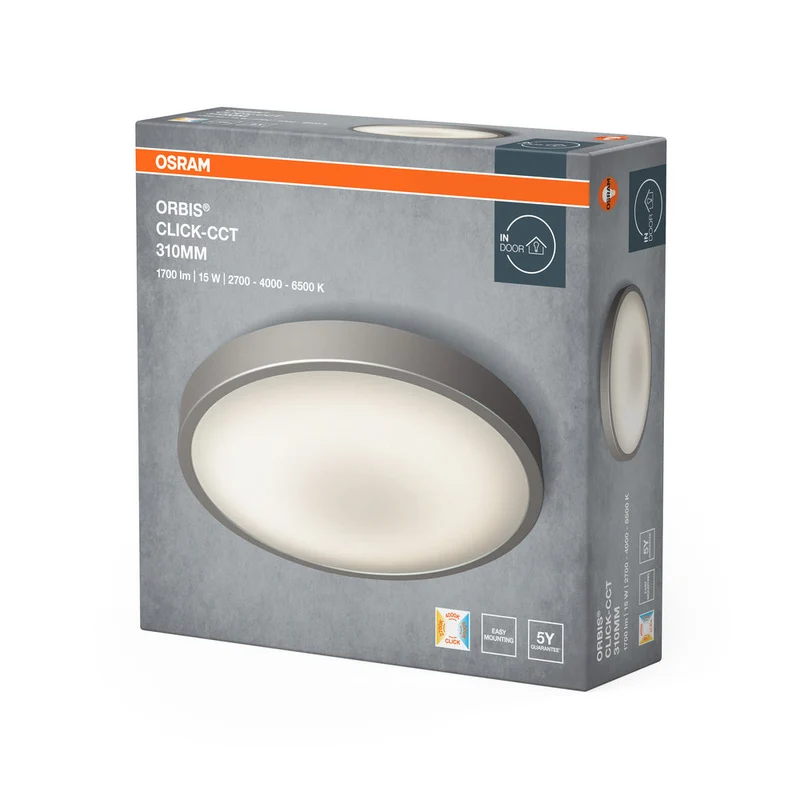 OSRAM ORBIS® Plafoniera CCT / DIM Click-CCT 310mm 14W, 1000 lm, 2700 K / 4000 K / 6500 K, Bianco caldo|Bianco freddo|Luce diurna fredda
