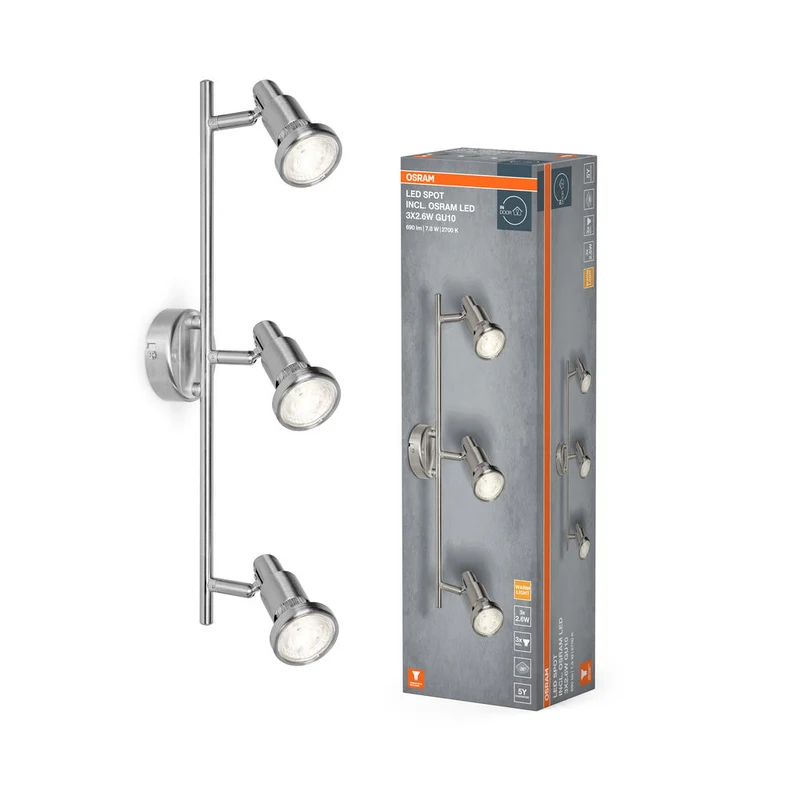 OSRAM LED SPOT ARGENTO SPAZZOLATO GU10 3 x 2.6W, 690 lm, 2700 K, Bianco caldo