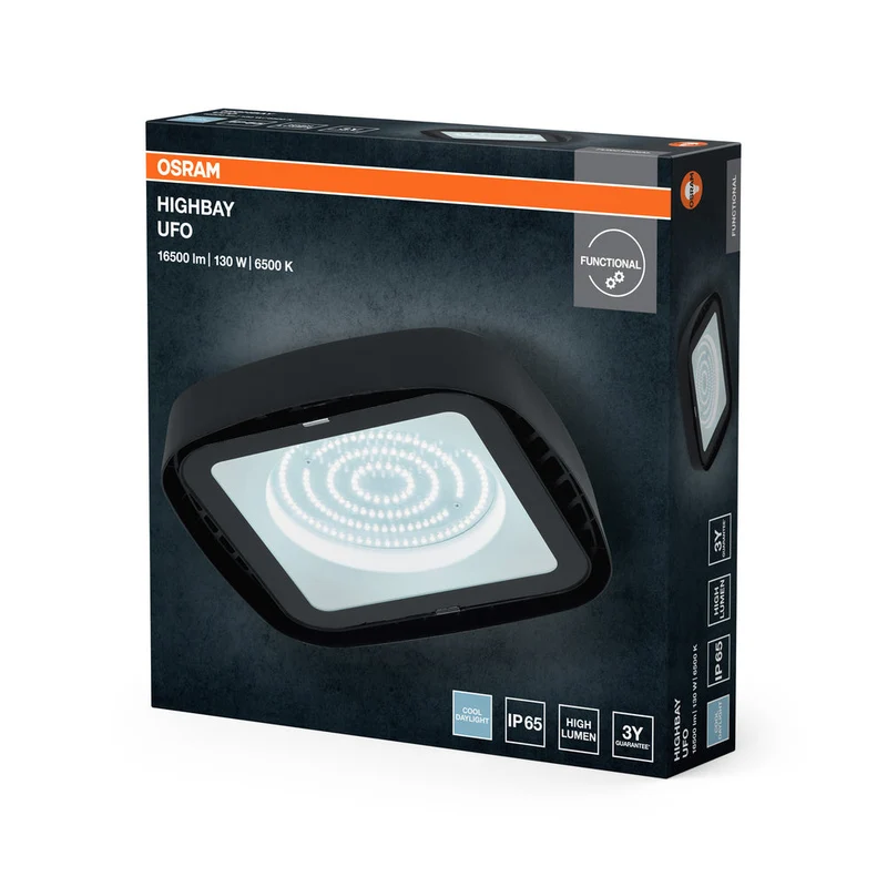 OSRAM Highbay Ufo lampada da soffitto, 130W, IP65, nero