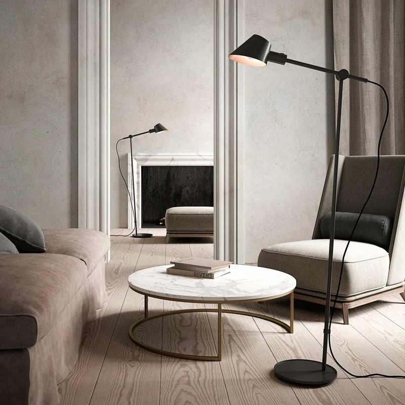 Stay - Lampadaire à bras articulé en acier, style contemporain