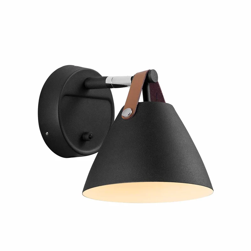 Strap - Applique murale à lanière interchangeable en acier et cuir, style scandinave