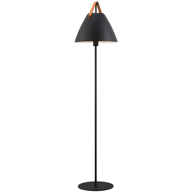 Strap - Lampadaire à lanière interchangeable en acier et cuir, style scandinave