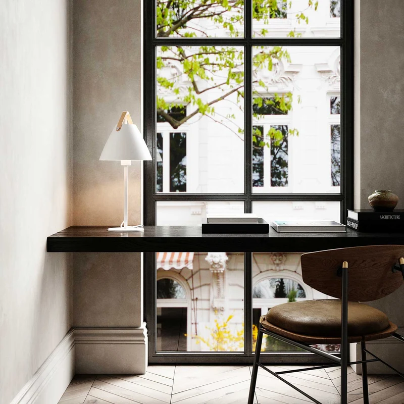 Strap - Lampe à poser à lanière interchangeable en acier et cuir, style scandinave