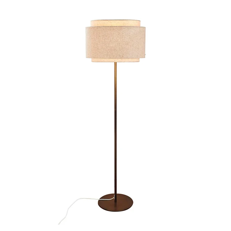 Takai - Lampadaire à abat-jour crème en acier et lin, style Art déco