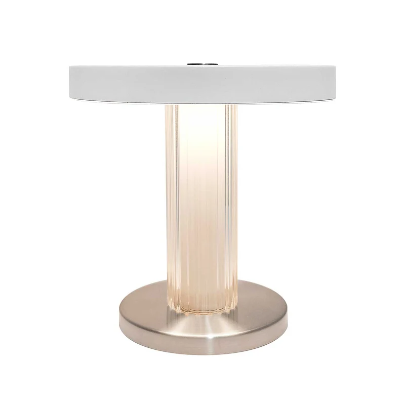 Trezzi - Lampe nomade LED à diffuseur strié en acier, verre et plastique, style vintage