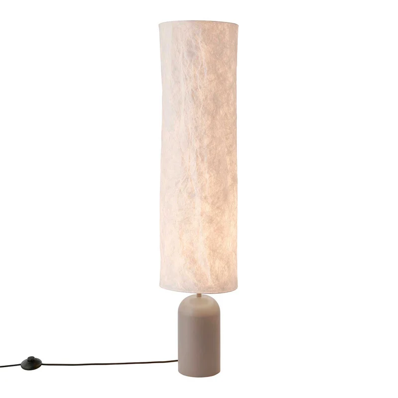 Talli - Lampadaire à colonne plissée en acier et Tyvek, style wabi-sabi