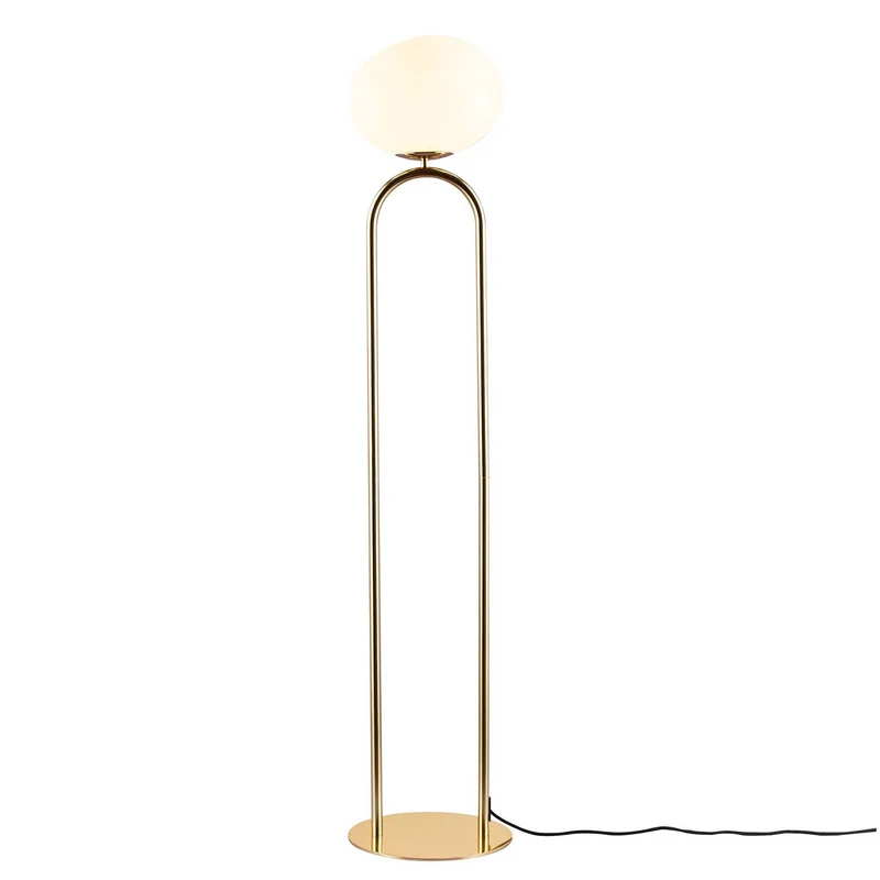 Shapes - Lampadaire à diffuseur opalin asymétrique en acier et verre, style Art déco