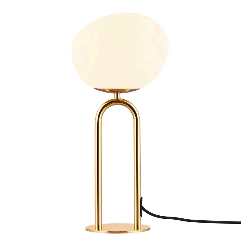 Shapes - Lampe à poser à diffuseur opalin asymétrique en acier et verre, style Art déco