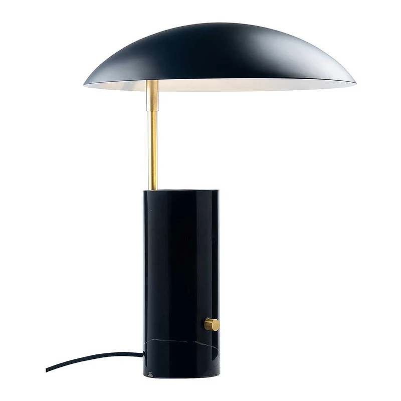 Mademoiselles - Lampe à poser à réflecteur circulaire en acier et marbre, style contemporain