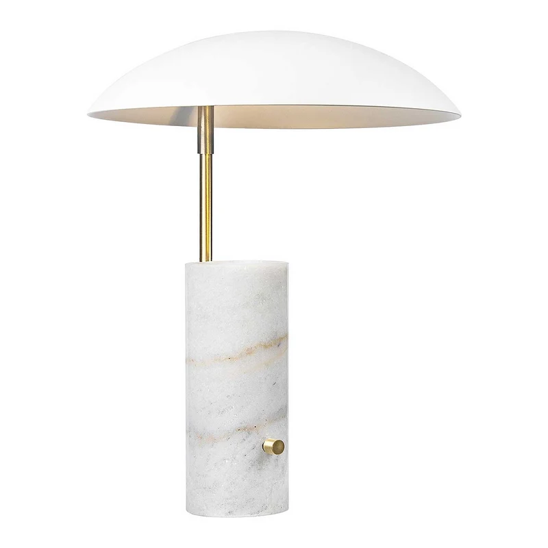 Mademoiselles - Lampe à poser à réflecteur circulaire en acier et marbre, style contemporain