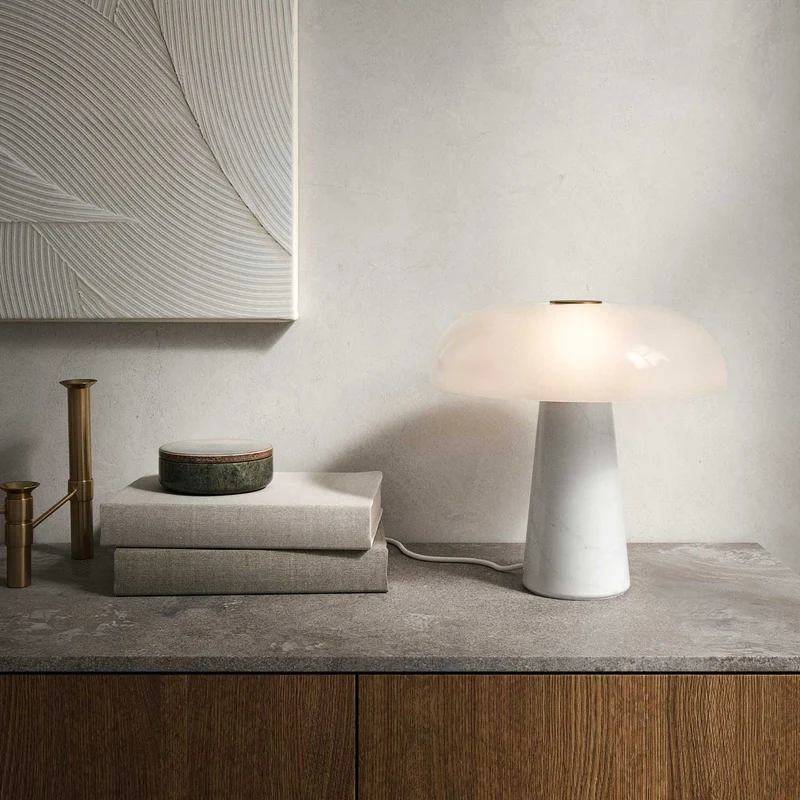 Glossy - Lampe à poser à globe et marbre en verre et marbre, style contemporain