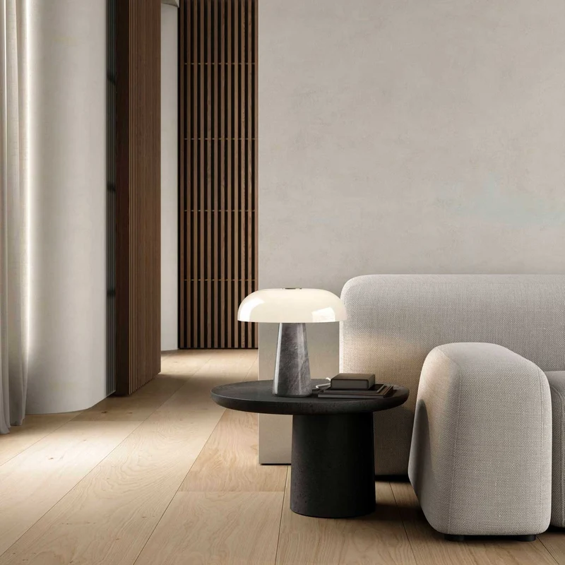 Glossy - Lampe à poser à globe et marbre en verre et marbre, style contemporain