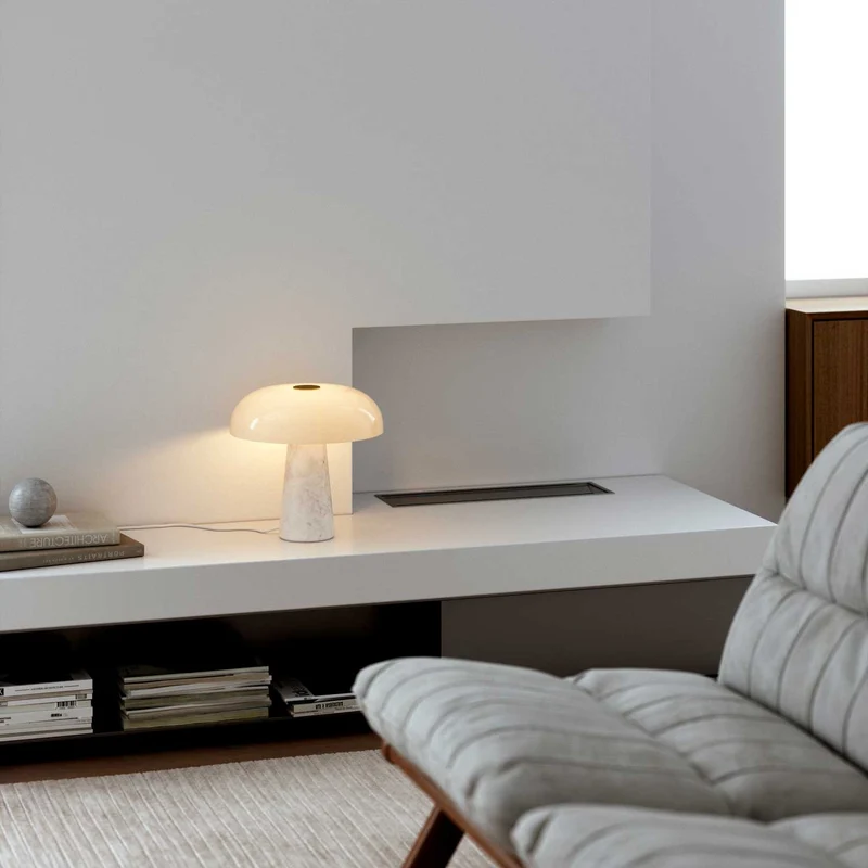 Glossy - Lampe à poser à globe et marbre en verre et marbre, style contemporain