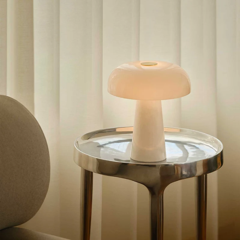 Glossy Mini - Lampe à poser à globe sur marbre en verre et marbre, style contemporain