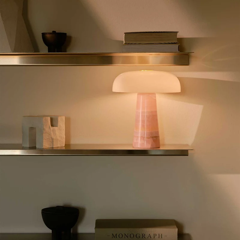 Glossy Mini - Lampe à poser à globe sur marbre en verre et marbre, style contemporain