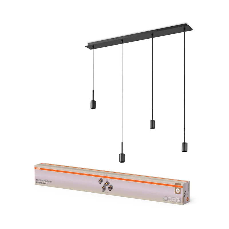 OSRAM DECOR Lampada a sospensione Needle Linear 4xE27, grigio scuro