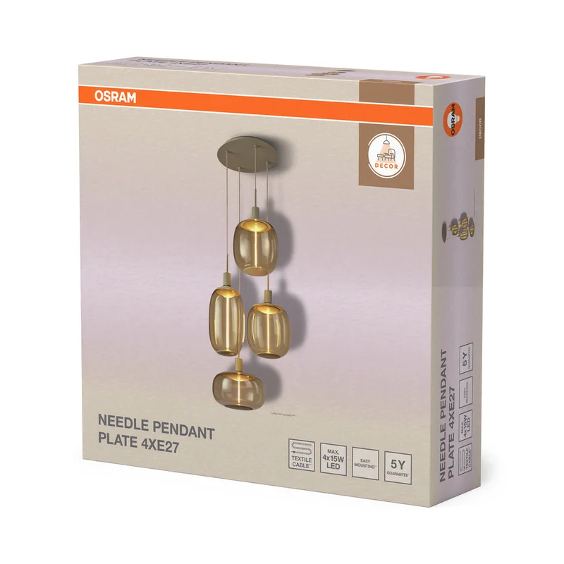 OSRAM DECOR Lampada a sospensione Needle Piastra Beige 4xE27