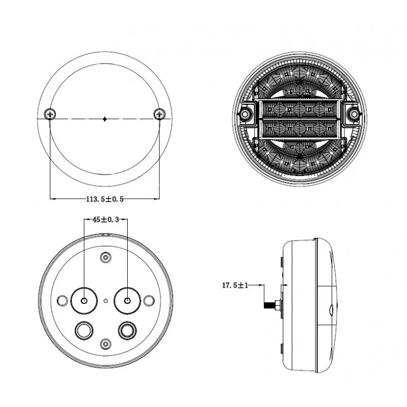 Luce LED rotonda per rimorchio per hamburger/staffa profonda