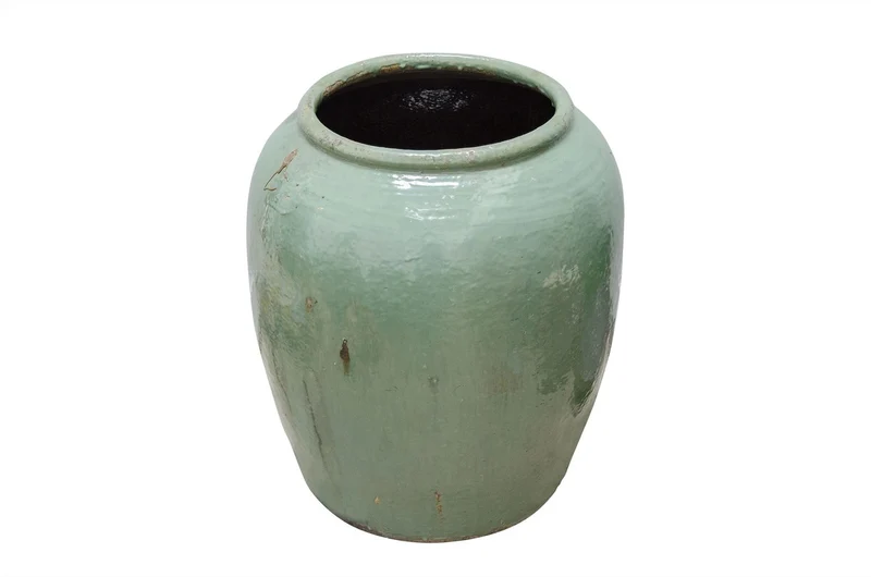 Casa Padrino Luxus Vase Grün Ø 65-70 x H. 75-80 cm - Riesige Bodenvase in Jadegrün im Antik-Look - Luxus Deko Accessoires
