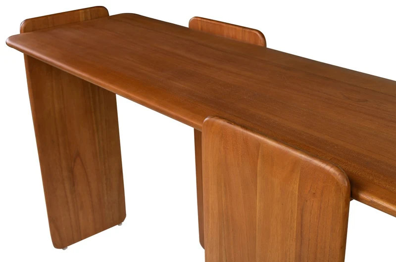 Casa Padrino Luxus Konsole Braun 155 x 50 x H. 80 cm - Massivholz Konsolentisch im warmen Bernsteinton mit weich gerundeten Formen - Luxus Möbel
