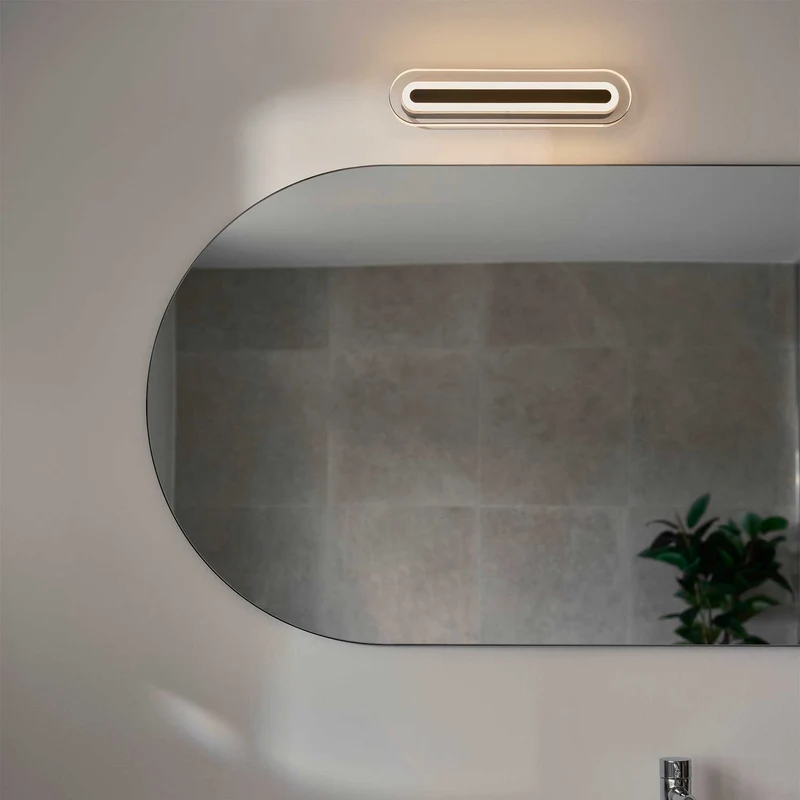 Cavara - Applique murale LED verticale pour miroir en verre et acier, style Art déco