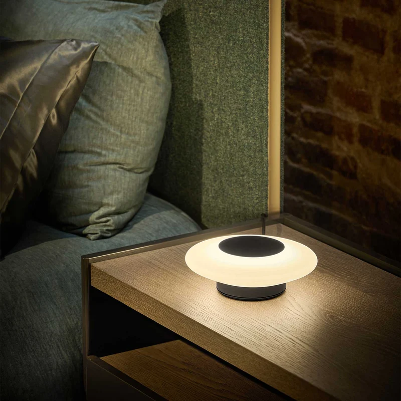 Thales - Lampe à poser LED en acier et verre, style minimaliste, Ø 22 cm