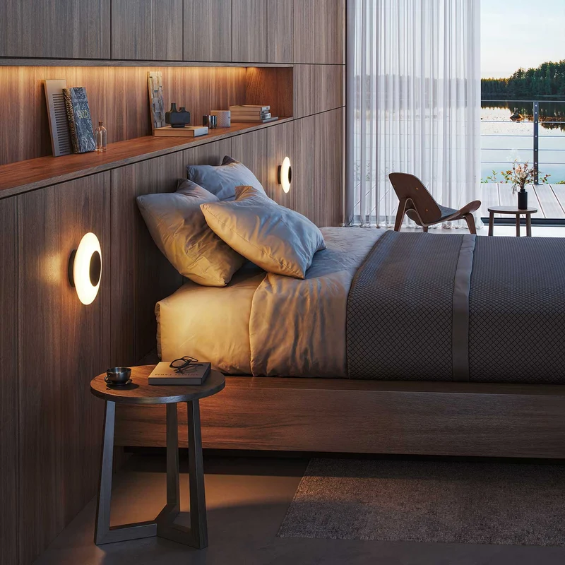 Thales - Applique murale LED IP44 en acier et verre, style minimaliste, Ø 22 cm