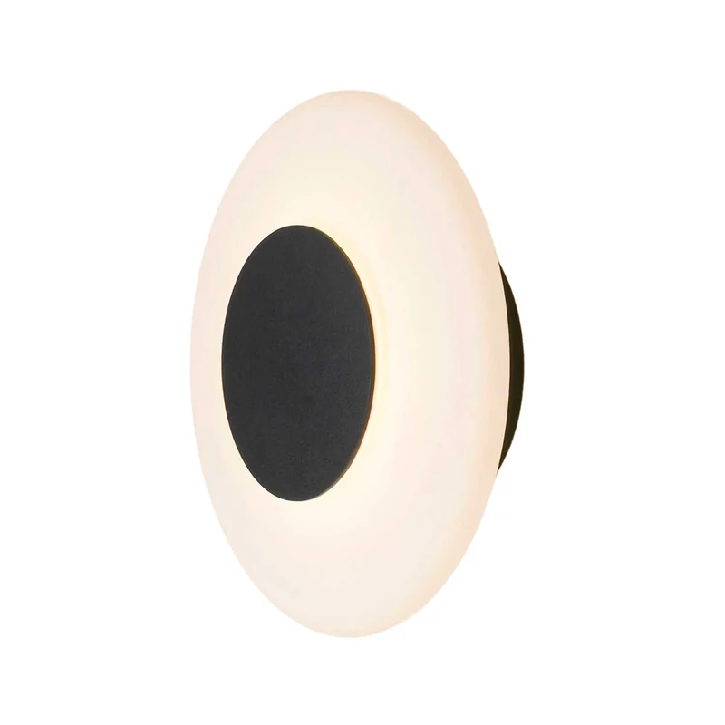 Thales - Applique murale LED IP44 en acier et verre, style minimaliste, Ø 22 cm