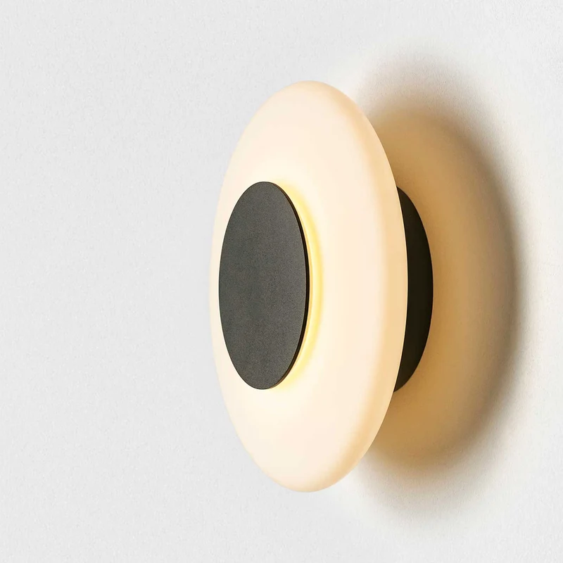 Thales - Applique murale LED IP44 en acier et verre, style minimaliste, Ø 22 cm