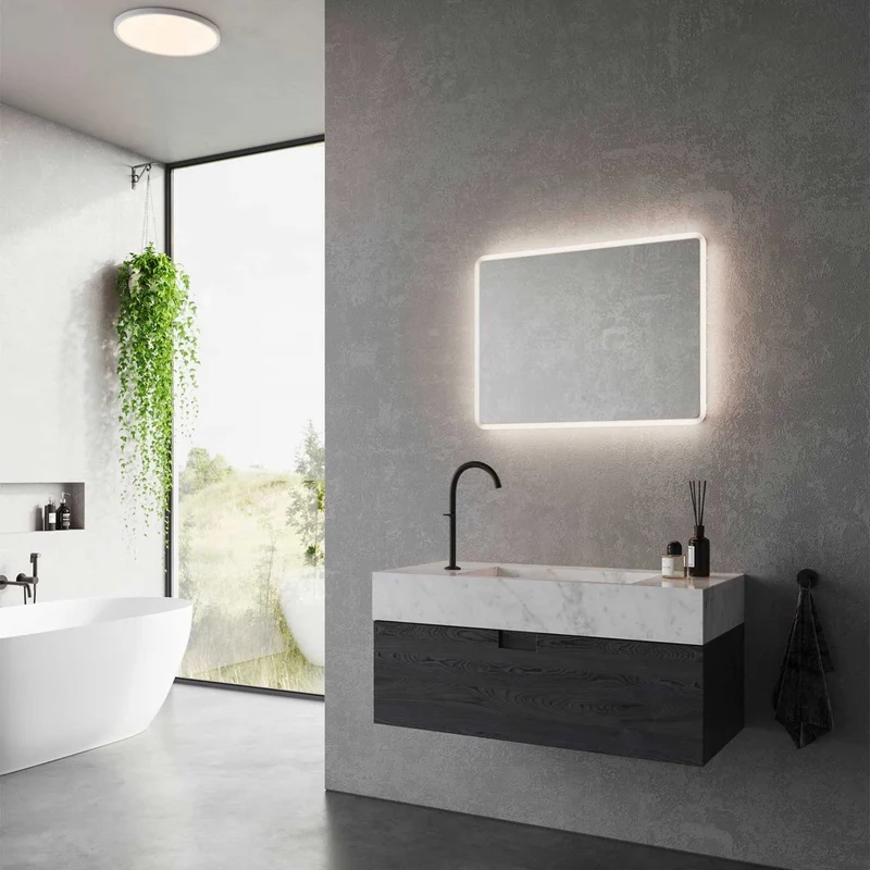 Dovina - Miroir LED rectangulaire tactile en verre, style moderne
