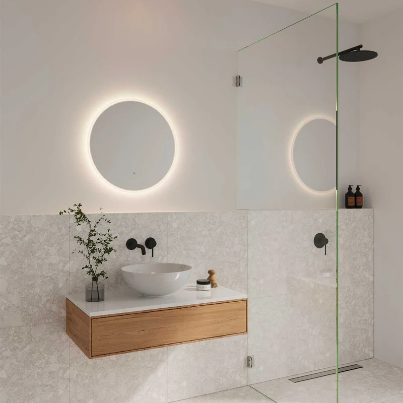 Dovina - Miroir LED rond tactile en verre, style moderne